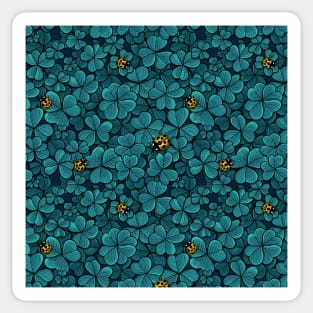 Find the lucky clover, blue and yellow Sticker